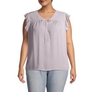 Como Blu Ruffle Peasant Blouse Top sz 2X NWT